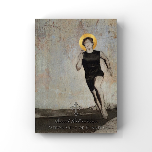 Patron Saint of Runners - St. Sebastian - Catholic Art Print - Gift for Runner - Athlete Gift - Catholic Wall Art - Digital Download