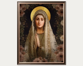 Our Lady of Fatima - Catholic Art Print - Virgin Mary- Holy Mother God - Catholic Saint Wall Art - Printables - Digital Download