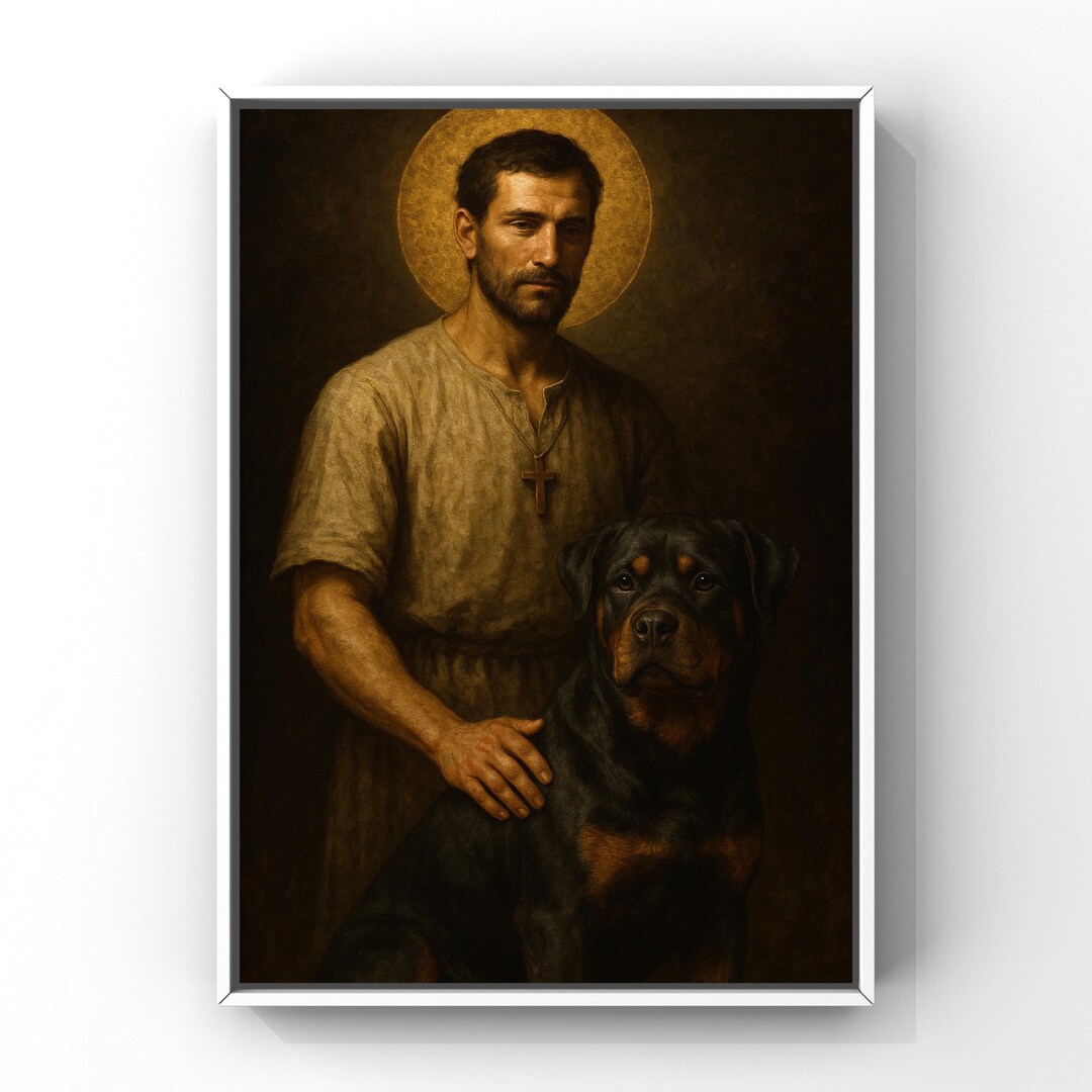 Rottweiler Catholic Wall Art | Saint Rocco Patron Saint of Dogs | Dog ...