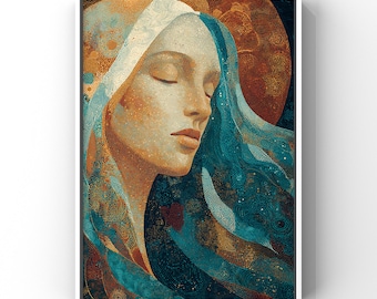 Santa Brígida de Kildare – Arte mural católico irlandés, lámina de santa sagrada femenina, patrona de la creatividad, la sanación y la hospitalidad, santa moderna
