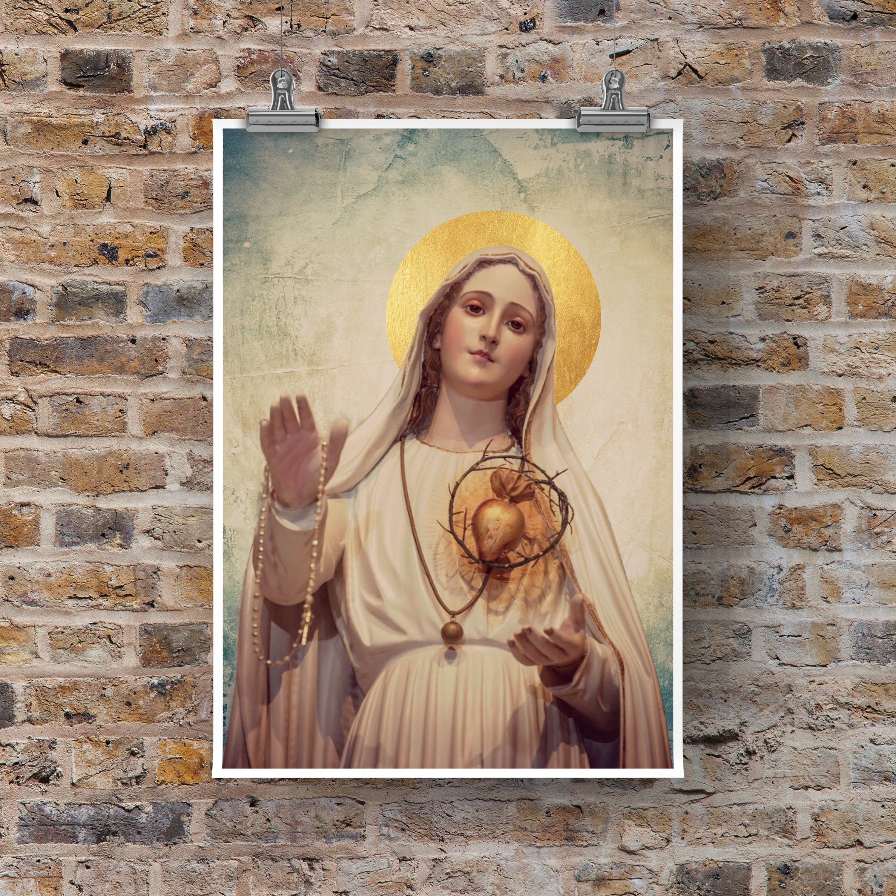 Our Lady of the Rosary Wall Art - Virgin Mary Print - Catholic Digital ...