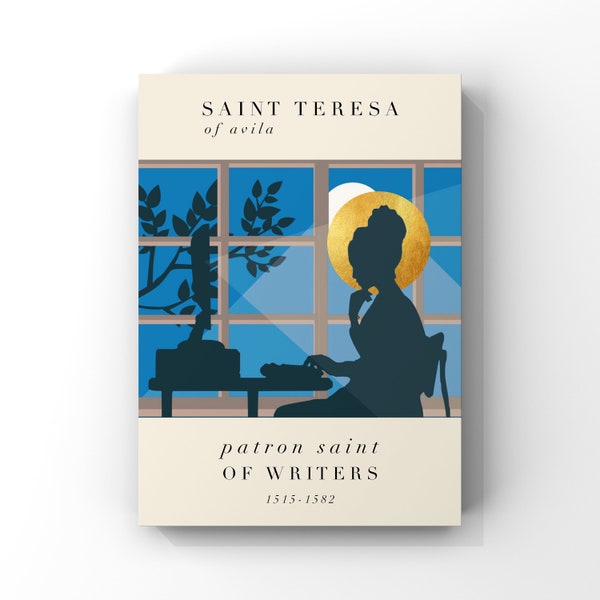 Schrijvers - Heilige Teresa van Avila - Patroonheilige van schrijvers - Katholieke Print - Blogger Gift - Patroonheilige Kunst aan de Muur - Digitale Download