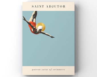 Patron Saint des Nageurs - Saint Adjutor Print - Cadeau pour les nageurs - Cadeau de confirmation - Patron Saint Print - Téléchargement numérique