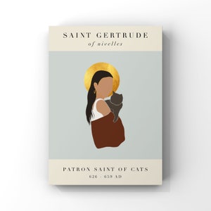 Saint Gertrude of Nivelles- Patron Saint Of Cats - Cat Wall Art - Patron Saint Print - Catholic Decor - Downloadable Saint - Printables