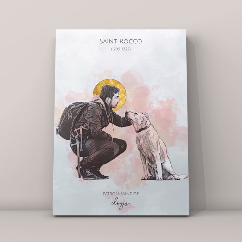 Dog, Patron Saint of Dogs, Saint Rocco, Man and Dog, Printable Art ...