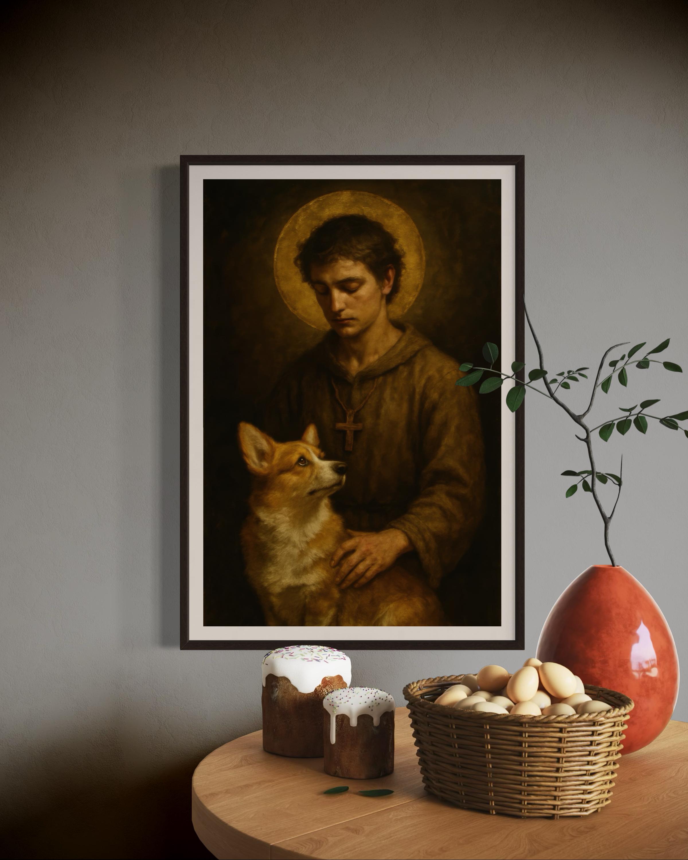 Patron Saint of Dogs Corgi Art Print – Saint Rocco With Corgi ...