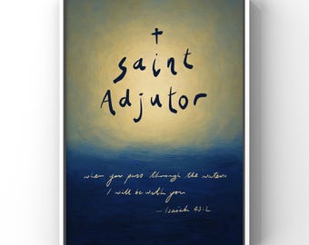 Saint Adjutor Art Print | Patron Saint of Swimmers | Isaiah 43:2 Bible Verse | Catholic Wall Decor | Christian Gift for Swimmers