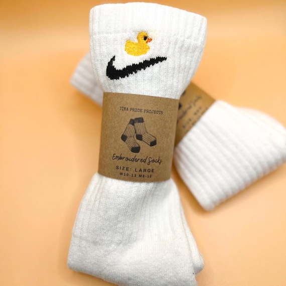 Custom Everyday Cushioned Crew Socks | Embroidered Duckie| Custom Socks -  Etsy