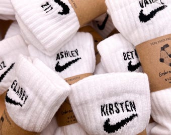 Nike Socks | Embroidered Text Socks | Custom Socks