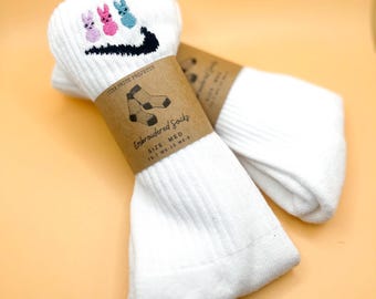 Calzini Nike Dri-Fit Bunny personalizzati – Calzini sportivi imbottiti ricamati per tutti i giorni – Regalo di Pasqua personalizzato per uomini, donne e bambini