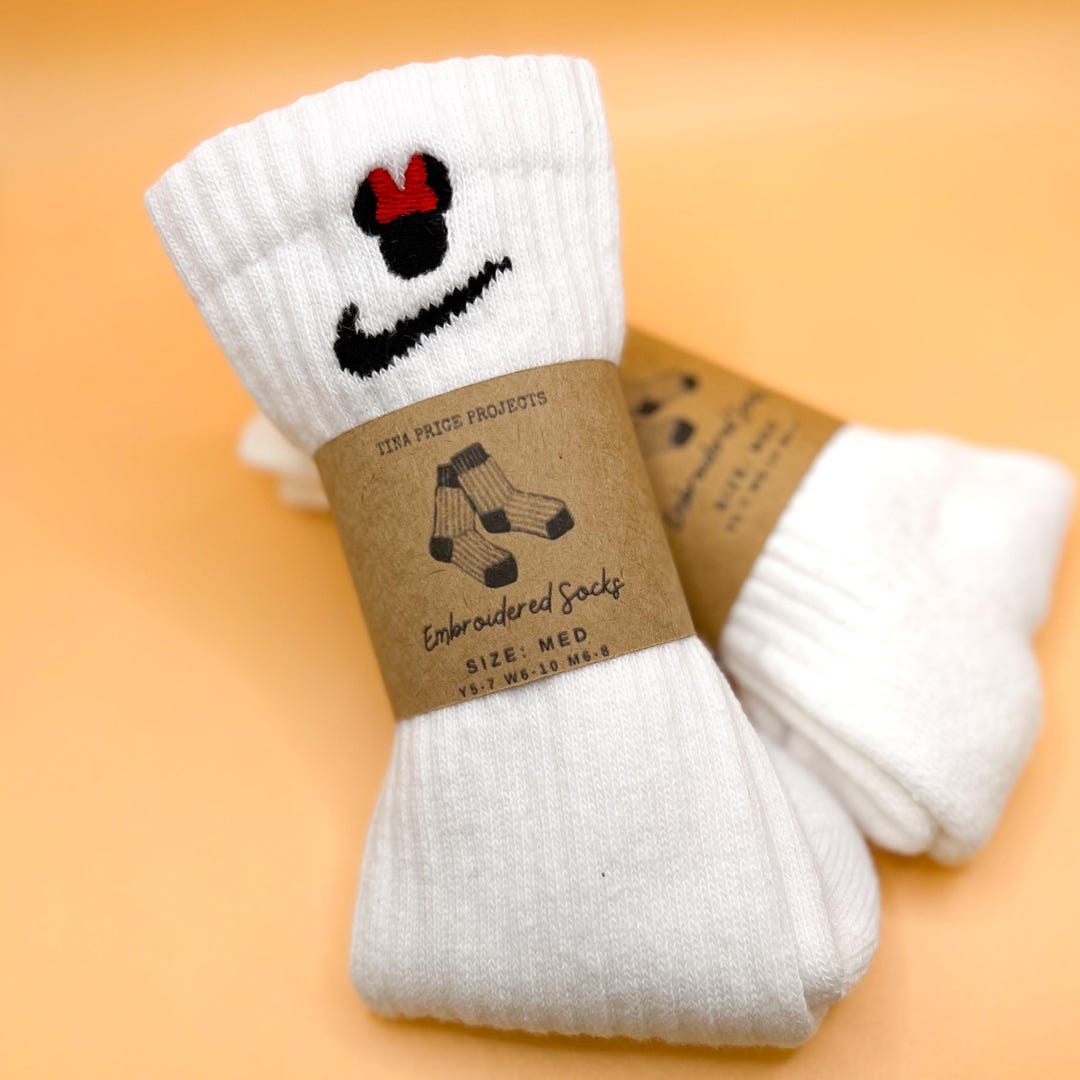 Custom Dri-fit Nike Socks – Embroidered Minnie Design – Everyday Cushioned  Athletic Socks – Personalized Gift for Women, Girls Kids