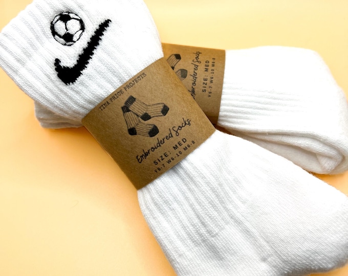 Custom Dri-Fit Soccer Nike Socks – Embroidered Everyday Cushioned Athletic Socks – Personalized Soccer Gift for Players & Teams