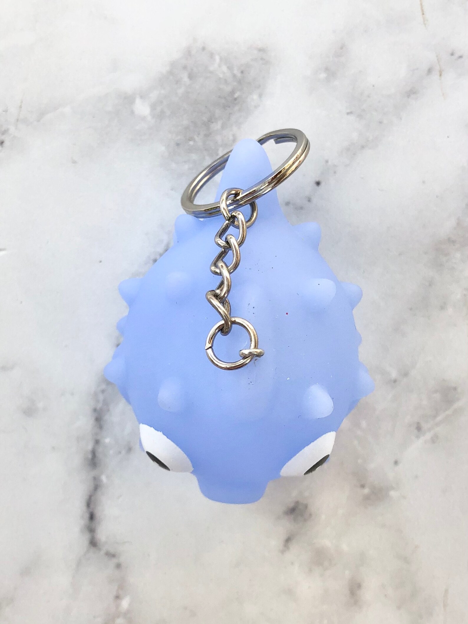 Blue Rubber Puffer Fish Keychain Etsy