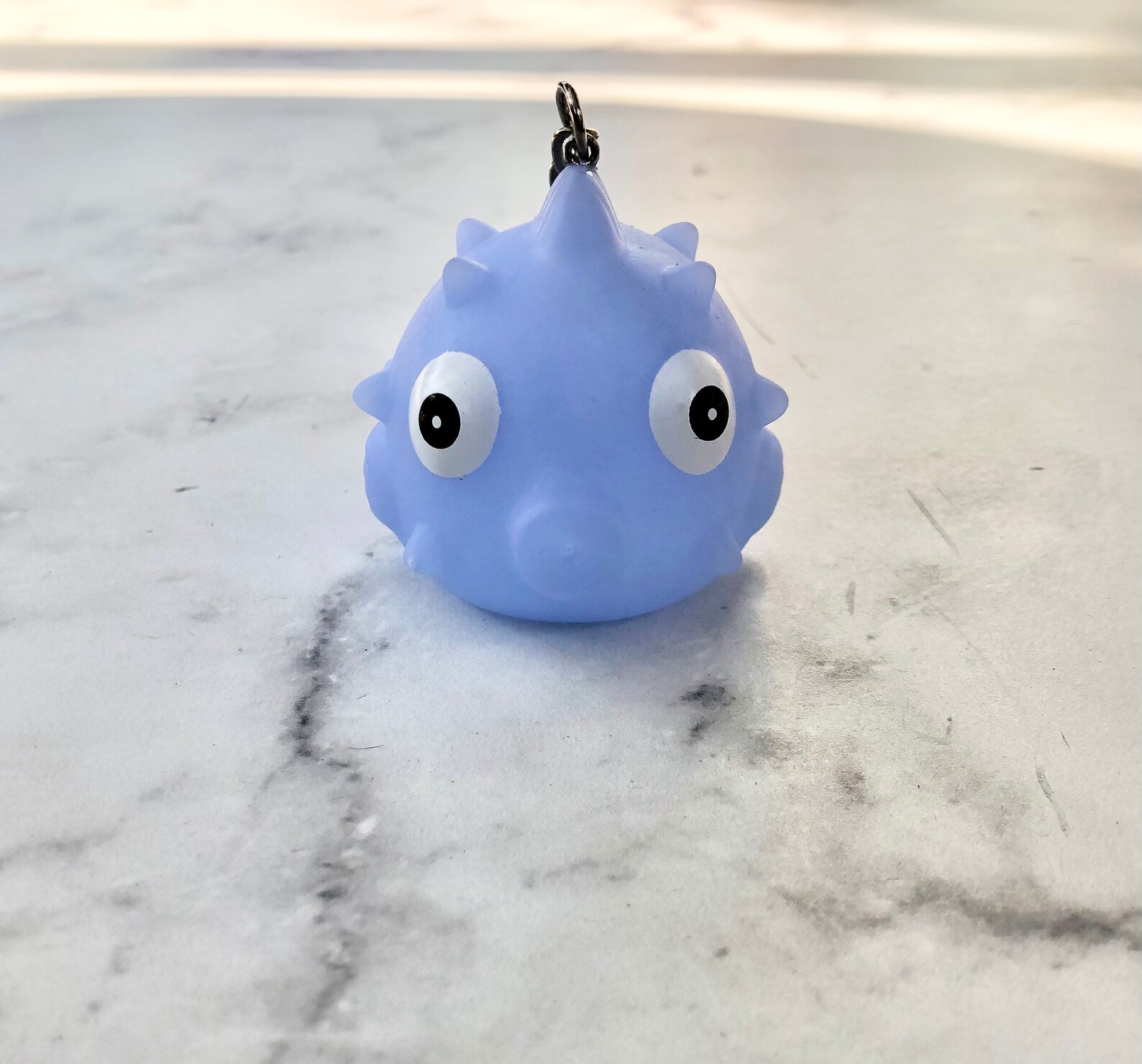 Blue Rubber Puffer Fish Keychain Etsy