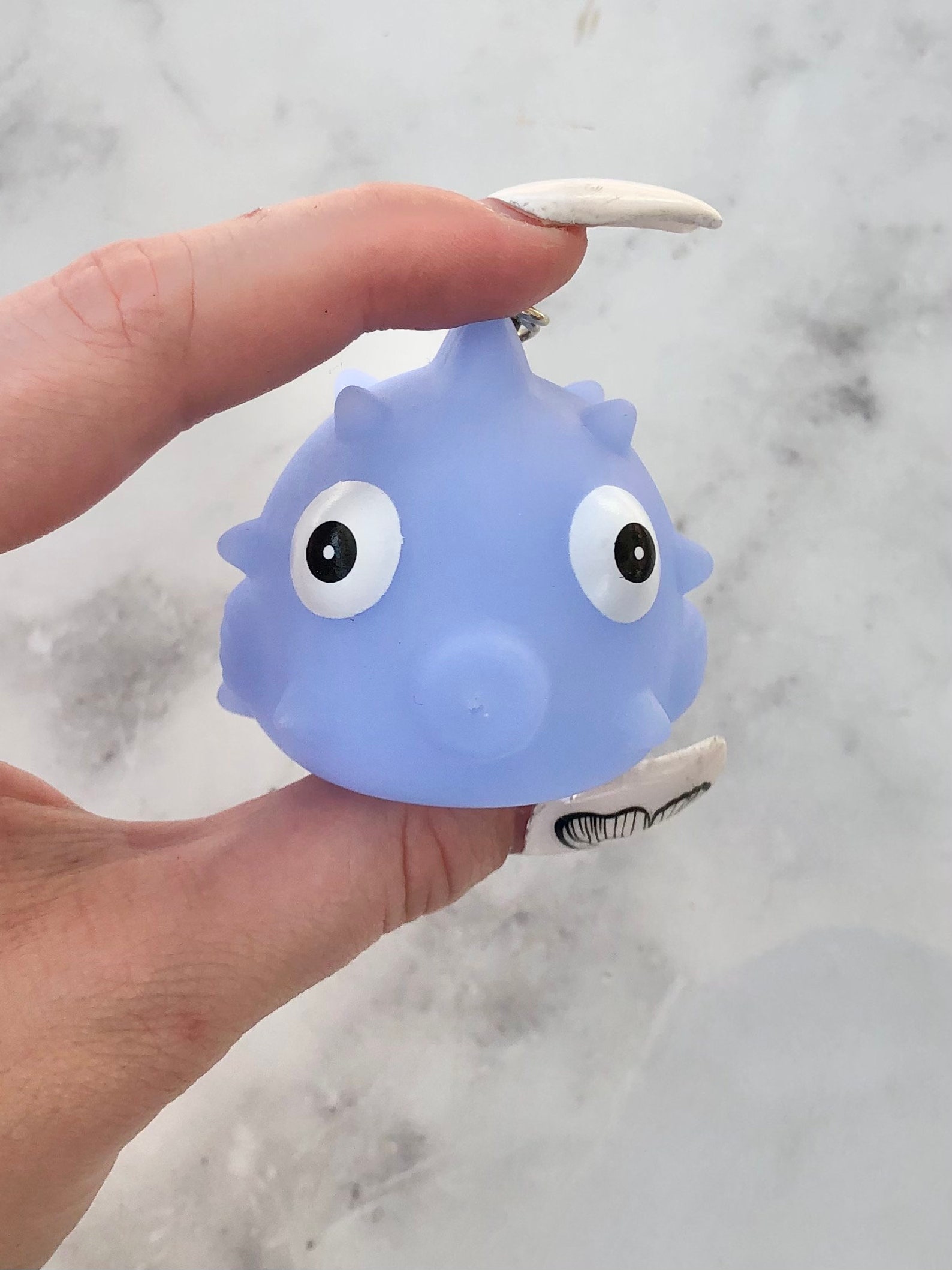 Blue Rubber Puffer Fish Keychain Etsy