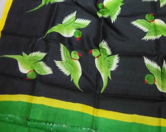 Pure 3ply Murshidabad silk Acid painted half and half saree along with running bp.