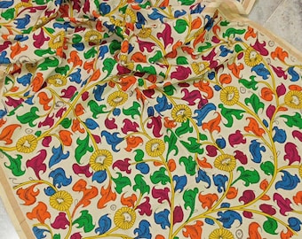 Penkalamkari original painting Dupatta on Chennori cotton Fabric.