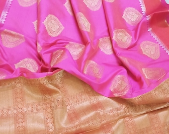 Benarasi semi katan Silk thread and zari weaving saree comes with running bp