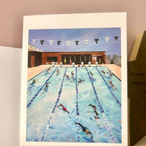 Summer Swim, swimming Greeting card 7” x 5”