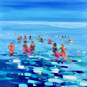 Dipping with friends, wild swimming Greeting card 6” x 6”