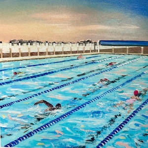 Sunset Swim, art print