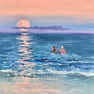 Full moon swim art print