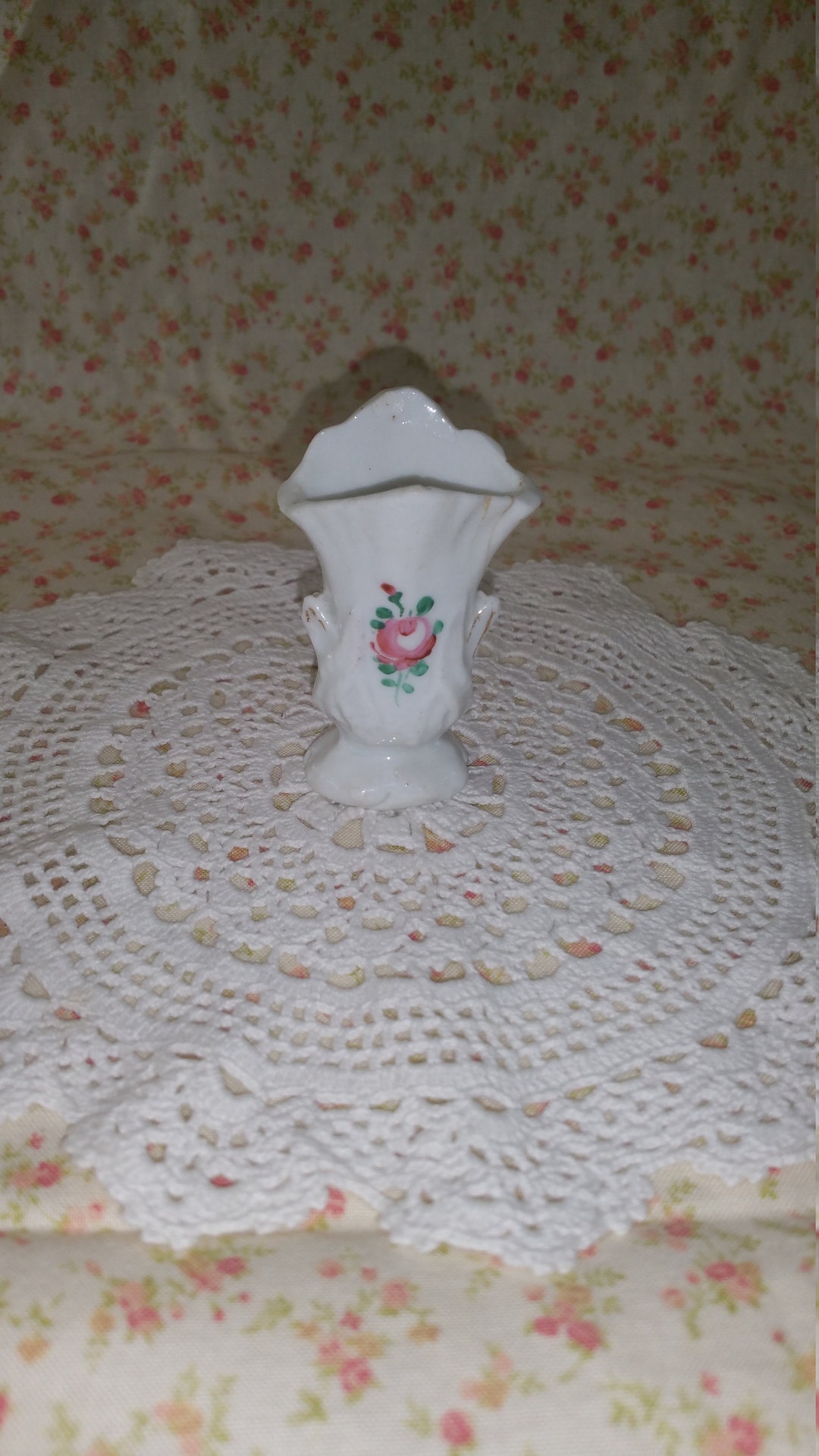 Tiny Porcelain Bud Vase | Tiny Vase With Pink Roses - Etsy
