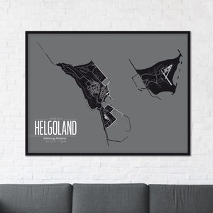 HELGOLAND 30x40 und 70x50 cm Poster | Karte Nordseeinsel Schleswig-Holstein | Deät Lun | Kunstdruck | Minimalismus Deko Illustration Nordsee
