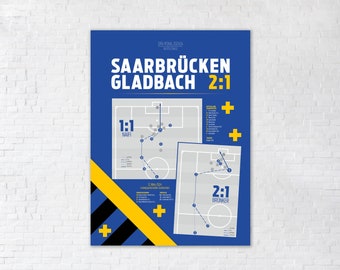 SAARBRÜCKEN Poster DFB-Pokal 2024 | Ludwigspark | Sieg gegen Mönchengladbach | Poster 30x40 | Fanposter Saarbrücken Naifi Brünker | Gladbach