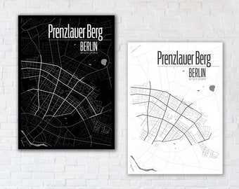 BERLIN Prenzlauer Berg 50x70 cm Poster City | hochwertiger Offsetdruck | Karte Berlin Stadtplan schwarz | PBerg | Souvenir Berlin | Design