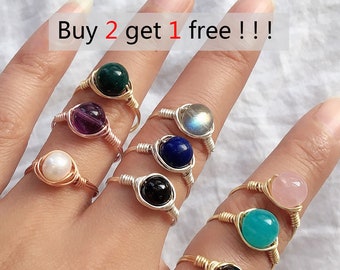 Pre-Holiday SALE Stone Wire-Wrapped Rings!
