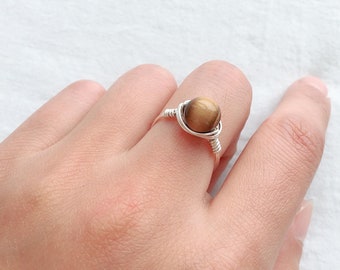 Tiger Eye Ring - Sterling Silver Ring - Tiger Eye Silver Ring - Gemstone Ring - Natural Tiger Eye Ring -  Tiger Eye Jewelry