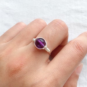 Amethyst Ring, Sterling Silver Ring, Amethyst Ring, Beautiful Ring, Natural Stone, Simple Ring, Handmade Ring, Round Ring, Boho Ring