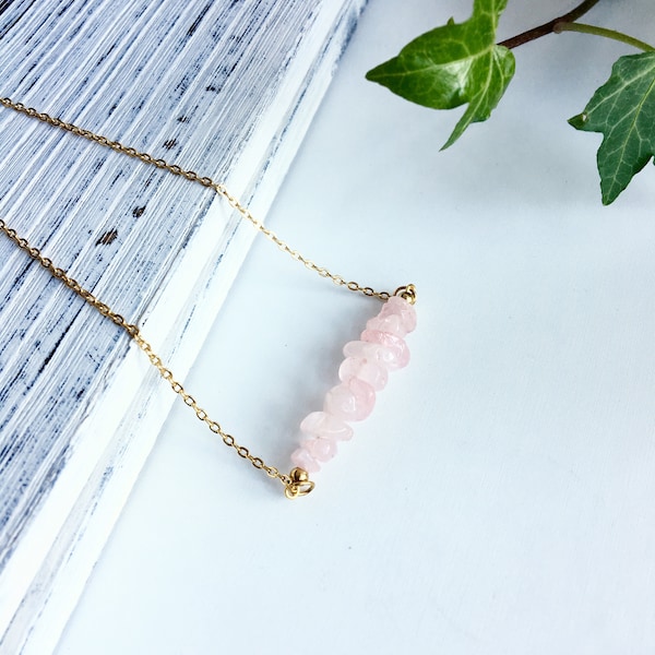 Rose Quartz Necklace, Genuine Rose Quartz, Valentine's Day Gift, Gemstone Jewelry, Healing crystal necklace, Gift for Her