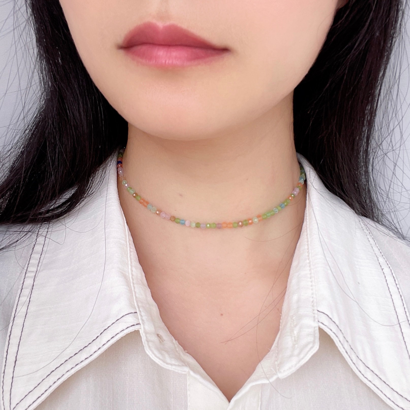 Rainbow Cat's eye Stone Choker Necklace, Heal Crystal Necklace, Cat's eye bracelet ,Adjustable Anxiety necklace , Prosperity, Luck,Christmas