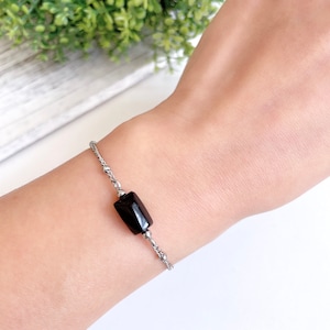 Raw Black Tourmaline Crystal  Bracelet - Energy Healing Protection Relieves Stress Anxiety - Genuine Protection Stone - Best gift for her
