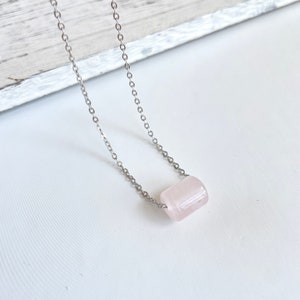 Rose Quartz Necklace, Genuine Rose Quartz, Valentine&#39;s Day Gift, Gemstone Jewelry, Healing crystal necklace, Gift for Her , Christmas Gift