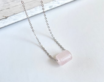 Rose Quartz Necklace, Genuine Rose Quartz, Valentine's Day Gift, Gemstone Jewelry, Healing crystal necklace, Gift for Her , Christmas Gift