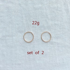 set of 22 Gauge Nose Hoop/14K Gold Fill Diamond Cut Helix piercing Nose Ring/Sparkle Tiny cartilage Hoop Earring/Septum