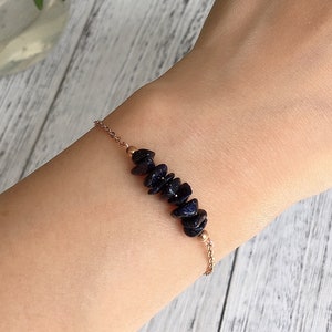 Blue Sandstone Bracelet for Women Bracelet, Blue Sandstone Bracelet, Beaded Bracelet, Elastic Bracelet, Layering Bracelet,Gift for her