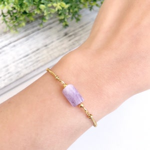 Pulseira de ametista para ansiedade, pulseira de ametista clara, ametista lavanda, pedras preciosas para ansiedade e calma, cristal de cura, presente para ela