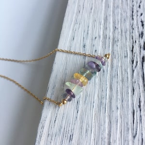 Fluorite Necklace, Bohemian Necklace, Natural Color Fluorite Necklace, Fluorite Jewellery, Birthday Gift, Gemstone Necklace-Gift for her