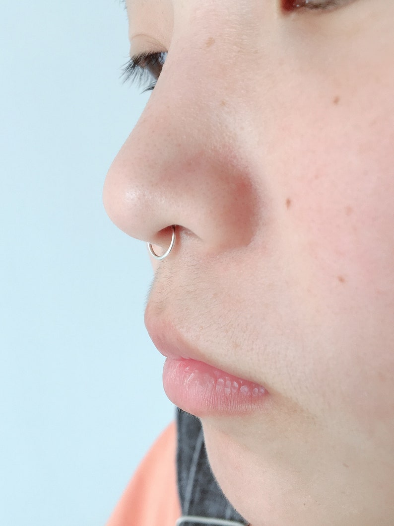 fake piercing FAKE Septum ring non-piercing nose ring gift for her fake septum ring Sterling silver nose ring