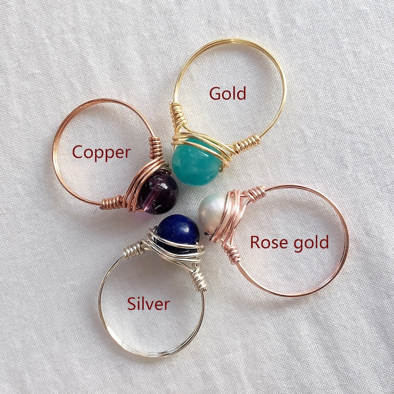 Buy 2 Get 1 Free Gemstone Bead Ring. Wire Wrapped Bead Ring. Etsy UK
