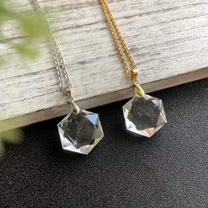 Wisiorek z heksagramem z czystego kwarcu - naszyjnik z heksagramem - kryształowy naszyjnik leczniczy - kryształowy łańcuszek choker - delikatny złoty naszyjnik - prezent dla niej