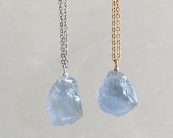 Raw Celestite necklace - blue celestite necklace-  healing crystals and stones - celestite crystal- Best gift for her