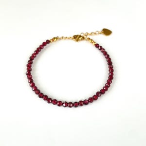 3mm Genuine Garnet Bead Necklace, January Birthstone Necklace, Red Garnet Necklace, Garnet Necklace, Gift for Her, Christmas Gift
