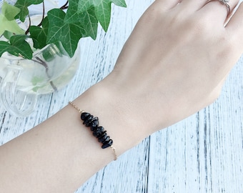 Black Tourmaline Crystal  Bracelet - Chakra Energy Healing Protection Relieves Stress Anxiety Gift for her- Genuine Protection Stone