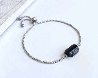 18k Gold plated Single Gemstone Bracelet | Raw Gemstone Bracelet | Adjustable Crystal Bracelet | Dainty Stone Bracelet | Healing Bracelets