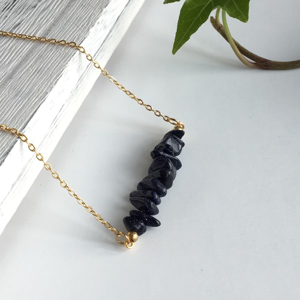 Genuine blue sandstone necklace ,dark blue sandstone Healing jewelry Birthday anniversary  ,Girlfriend Gift for Her, Jewelry for Woman